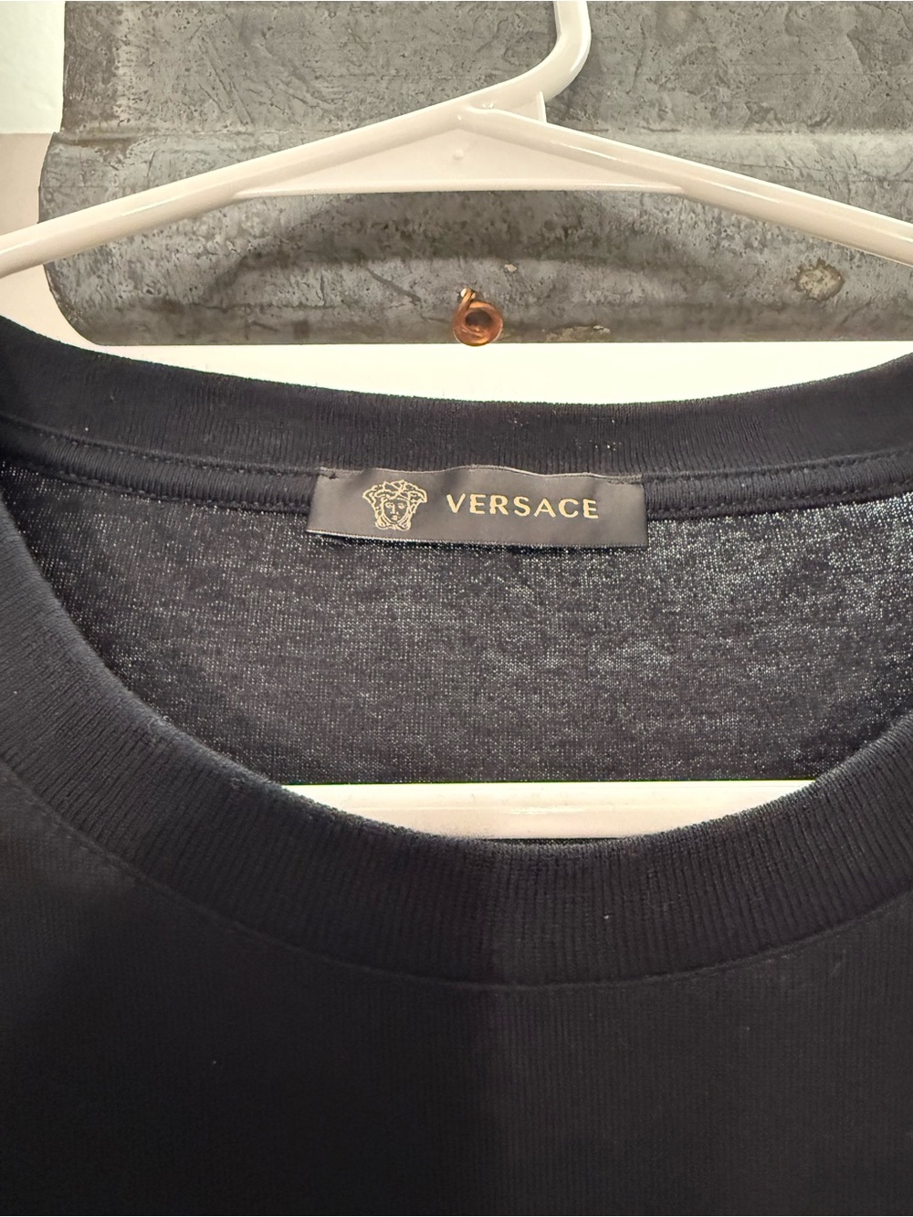 Versace Black T-Shirt with White Logo and Medusa Emblem - Picture 2 of 2